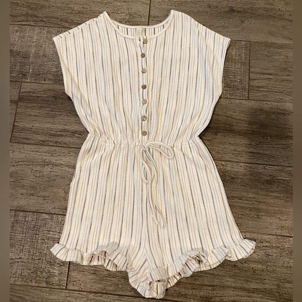 Women’s striped button up romper- S